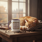 CatyGato Lucy's Latin Latte 15oz Purple and White Ceramic Coffee Mug