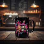 CatyGato Graffiti CG + Cat Logo 15oz Black Ceramic Mug