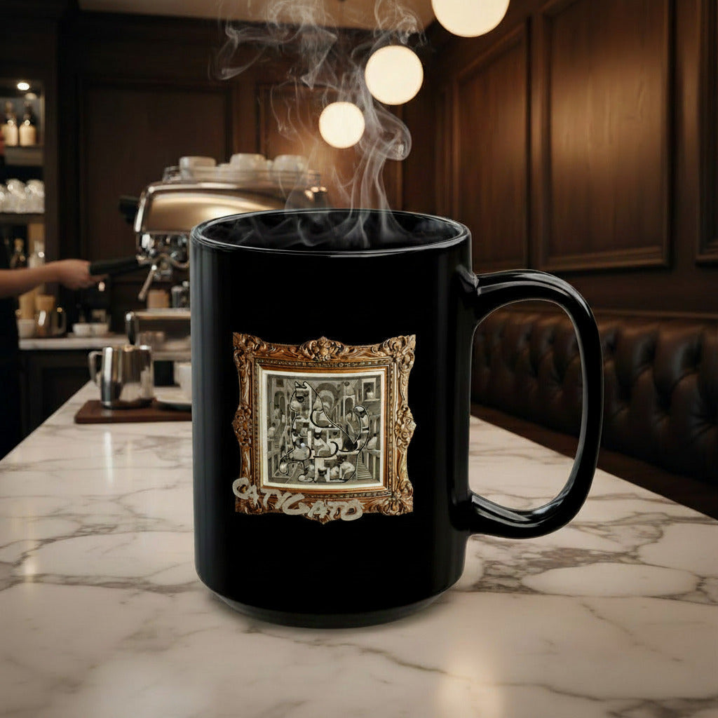 CatyGato Fine Art Inspired 15oz Black Ceramic Coffee Mug