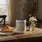 CatyGato Strudel's Sunrise Samba 15oz Navy Blue and White Ceramic Coffee Mug