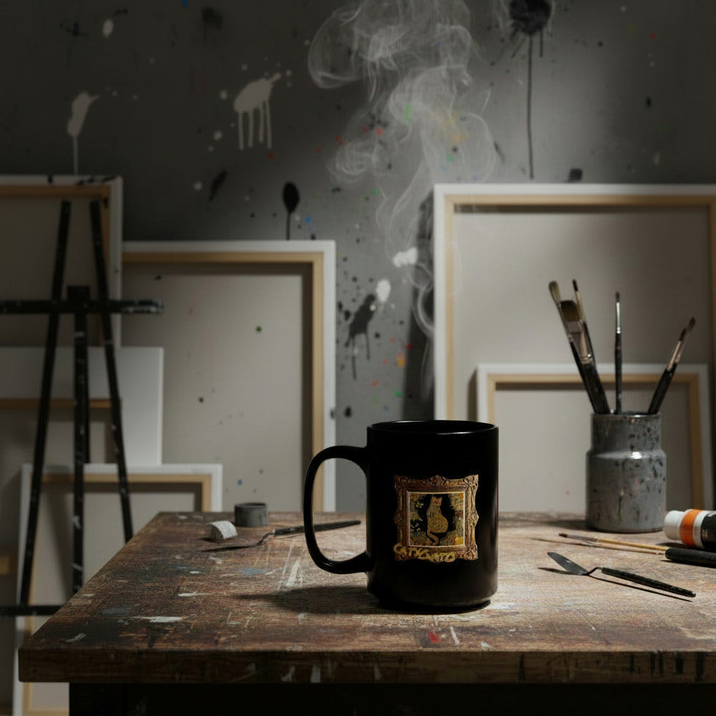 CatyGato Fine Art Inspired 15oz Black Ceramic Mug