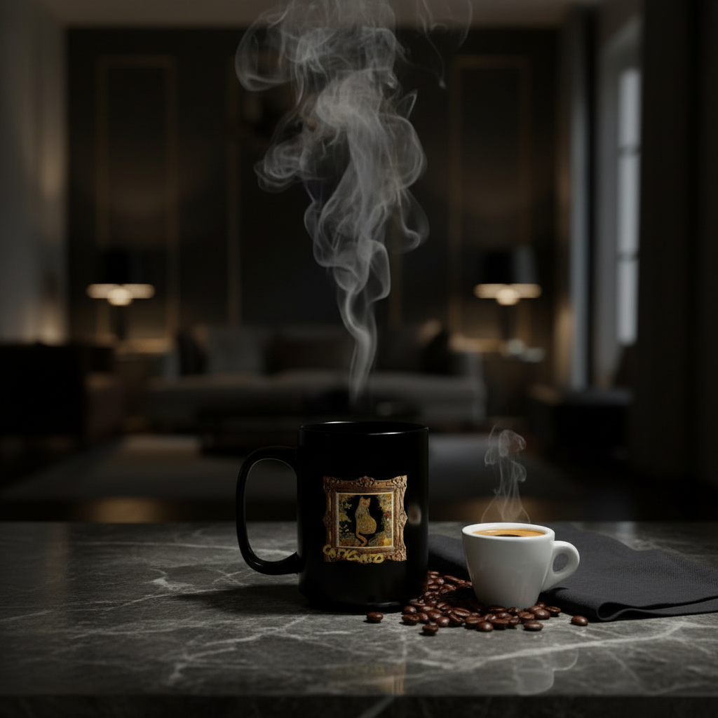 CatyGato Fine Art Inspired 15oz Black Ceramic Mug
