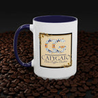 CatyGato Strudel's Sunrise Samba 15oz Navy Blue and White Ceramic Coffee Mug