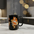 CatyGato Graffiti CG + Cat Logo 15oz Black Ceramic Coffee Mug