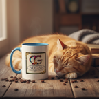 CatyGato Chloe's Cumbia Cafe 15oz Light Blue and White Ceramic Coffee Mug