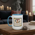 CatyGato Chloe's Cumbia Cafe 15oz Light Blue and White Ceramic Coffee Mug