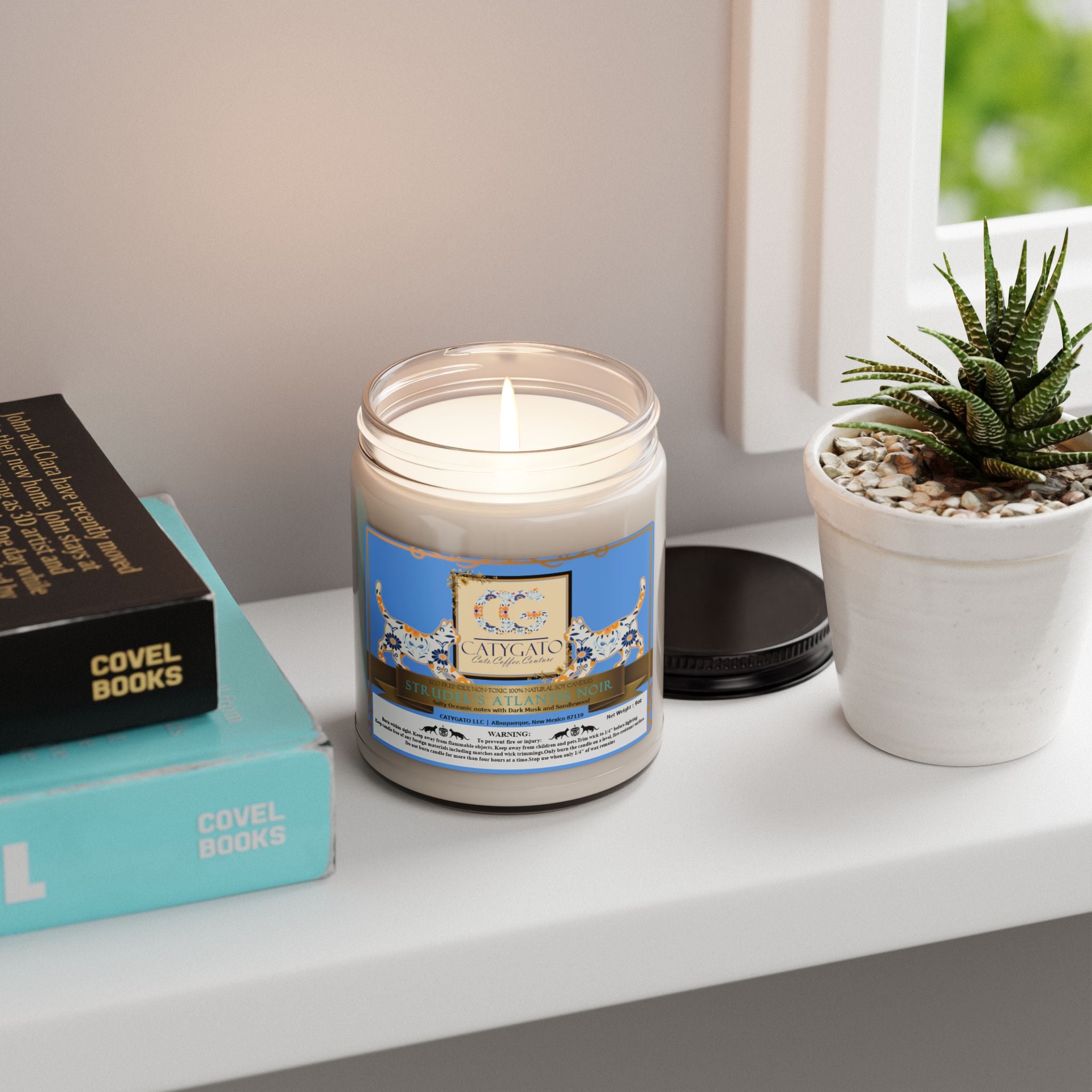 CatyGato Strudel's Atlantis Noir 9oz Soy Candle