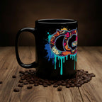 CatyGato Graffiti CG + Cat Logo 15oz Black Ceramic Mug
