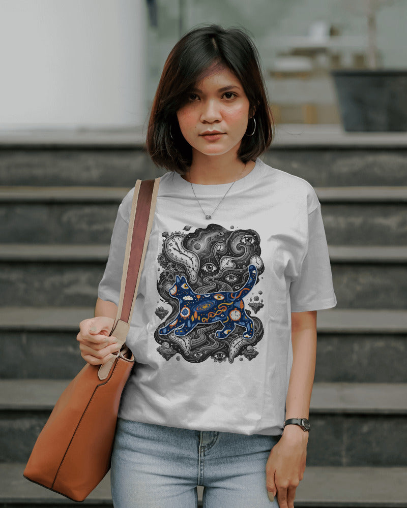 CatyGato Surreal Cat Organic Cotton T-Shirt 1