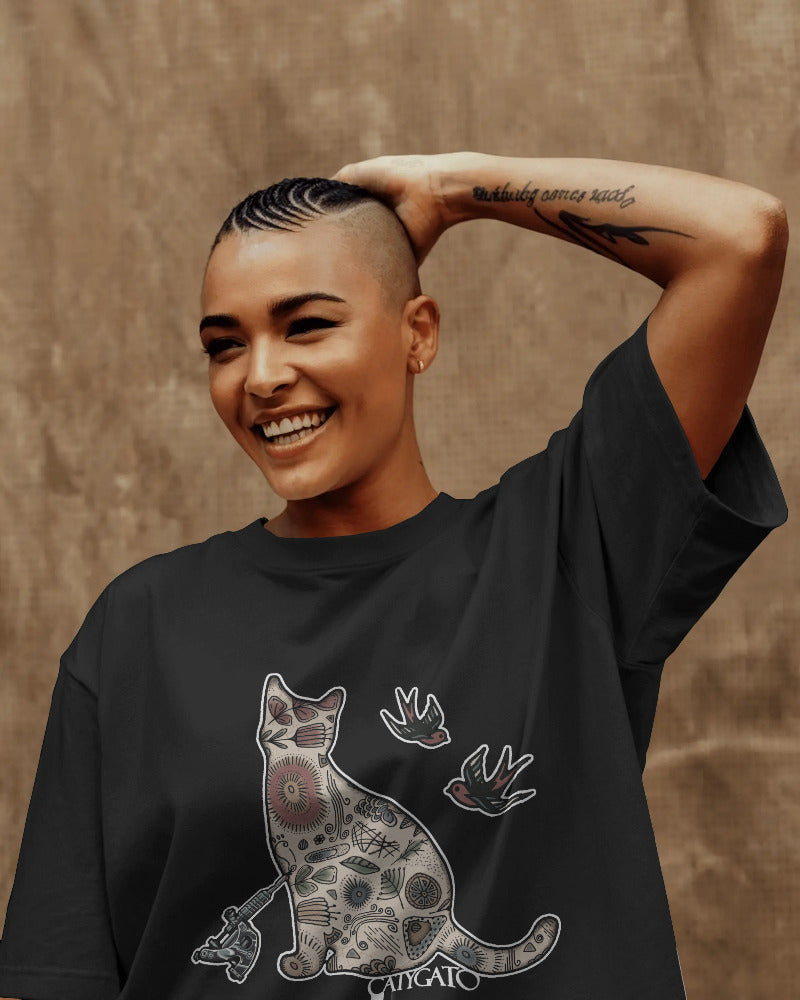 CatyGato Tattoo Inspired Organic Cotton T-Shirt 3