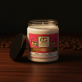 Chloe's Sol Tropical Noir 9oz Soy Candle - open jar, luxury espresso brown background
