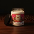 Chloe's Sol Tropical Noir 9oz Soy Candle - open jar, luxury espresso brown background