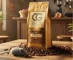 Jazzy Java Coffee with Cat Toy Mouse