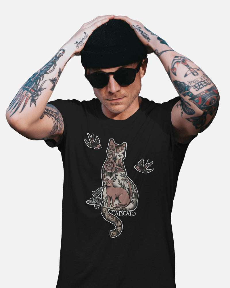 Catygato Tattoo Inspired Organic Cotton T-Shirt 1